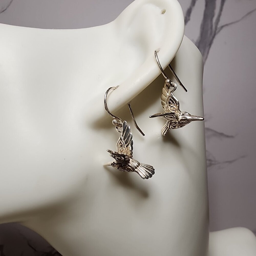 925 Hummingbird Dangle Earrings - Picture 2 of 7